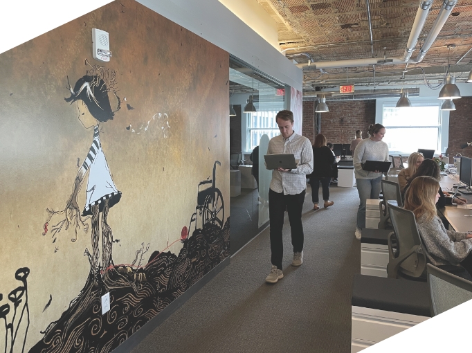 H4B Boston featured artwork on wall inside office